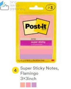 Contoh Alat Perlengkapan Kantor merk 3M Post-it , Gambar Produk 3M Post-it 3321-3SSJPFLA Super Sticky Note Flamingo 76x76mm 135 Sheets harga 22100 di Toko Peralatan Sekolah Murah