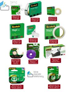 Jual Magic Tape Scotch 810 1/2 inch - 3/4 inch - 1 inch (L36/L72/M36/M72/S36/S72) 36 Yards & 72 Yards, with Dispenser 810D/C155/C60/CAT 104/CAT 105 Harga Murah di Toko ATK Grosir
