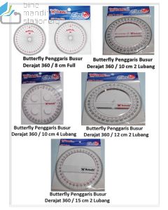 Foto Butterfly Penggaris Busur 360/15 cm (2 lubang) Protractor garisan sudut 360 derajat merek Butterfly