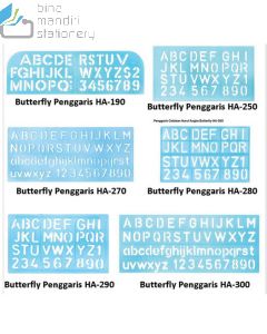 Jual Template mal cetakan sablon alphabetical huruf besar kapital dan angka Butterfly Penggaris HA-250 terlengkap di toko alat tulis