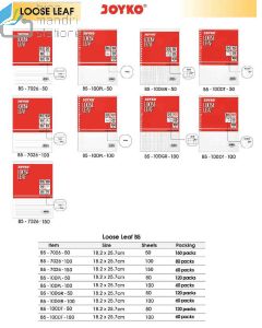 Joyko Loose Leaf B5-100GR-100 (100 Lembar) For Refill Multiring Binder Note